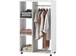 Armadio Su Rotelle, Armadio Mobile, 1 Asta Appendiabiti, 3 Ripiani, Guardaroba, Appendiabiti Mobile Per Corridoio, Camera Da Letto, 80 X 40 X 128 Cm, Bianco