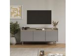 Vicco Mobile Tv Velina, 140 X 63 Cm Con 3 Porte, Grigio/Quercia
