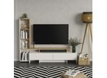 Vicco Mobile Tv Tavora, 168.2 X 120 Cm Con 2 Cassetti, Bianco/Quercia