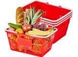 Cestino Per La Spesa Vevor, 4 Pezzi, 21 L, Cestino In Plastica Pe Con Manici, Cestino Universale, Impilabile, Cestino In Plastica, Portatile Per Generi Alimentari, Vendita Al Dettaglio, Negozi, Supermercati, Uso Domestico, Rosso