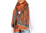 Brubaker Cashmirillo Sciarpa Da Donna Con Motivo Zebrato - 70 X 200 Cm - Calda, Accogliente E Oversize - Sciarpa Da Donna A Righe, Grigio Arancio