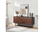 Lavagna Bassa 'Boxholm' Con 3 Ante Ad Apertura Push-To-Open 120 X 30 X 55 Cm Nero / Noce Look