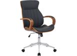 Sedia Da Ufficio In Pelle Finta - Sedia Da Ufficio Ergonomica - Design Girevole A 360° | Colore: Noce/Nero