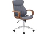Sedia Da Ufficio In Pelle Finta - Sedia Da Ufficio Ergonomica - Design Girevole A 360° | Colore: Noce/Grigio