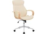 Sedia Da Ufficio In Pelle Finta - Sedia Da Ufficio Ergonomica - Design Girevole A 360° | Colore: Naturale/Crema