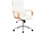 Sedia Da Ufficio In Pelle Finta - Sedia Da Ufficio Ergonomica - Design Girevole A 360° | Colore: Bianco/Naturale