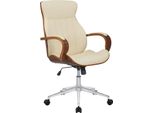 Sedia Da Ufficio In Pelle Finta - Sedia Da Ufficio Ergonomica - Design Girevole A 360° | Colore: Noce/Crema