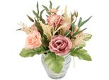 Kunstblume I.Ge.A. "Gesteck Rosen Im Topf", Lila (Mauve), B:26Cm H:24Cm L:26Cm, Polyester, Kunstpflanzen