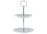 Alzata Da Portata A 2 Piani Excellent Houseware, Porcellana, 15X21,5 Cm, Bianco