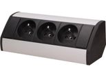 Presa Di Superficie Orno OR-GM-9001/B-G, Alloggiamento Angolare, 3X Prese, Colore Nero-Argento