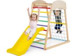 Costway Struttura Per Arrampicata Indoor, Barra Di Trazione 4 In 1, Scivolo, Rete Di Arrampicata E Scala, Parco Giochi Per Bambini Da 1 Anno In Su Colorato