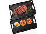 Piastra Grill Reversibile Padella Bbq In Ghisa Pre-Stagionata 185X342 Mm