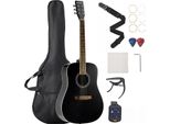 Vevor Chitarra Acustica Dreadnought, 41 Pollici, 6 Corde Nere Con Top In Abete Massello, Pacchetto Per Principianti Con Borsa Da Concerto, Accordatore, Tracolla, Corde In Acciaio, Plettri, Capotasto, Tastiera In Palissandro, Per Giocatori Adulti Più Alti