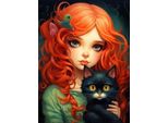 Norimpex Diamante Dipinto Ragazza Russa Con Gatto Nero 30X40Cm