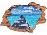 Tatuaggi 3D Su Muro Di Mattoni Con Vista Sul Mare