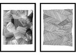 Poster Di Pittura In Cornice, 33 X 43 Cm, Dittico, Set Di 2, Astratto, Grigio, P2029