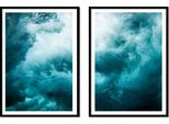 Quadro Con Cornice, 53 X 73 Cm, Dittico, Set Di 2, Dipinto, Surf, Onde, Mare, P2171