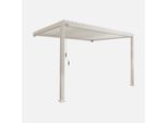 Pergola Bioclimatica 3X4M In Alluminio Addossata, Lame Orientabili , Beige