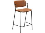 (Set Di 2) Sedia Da Banco Zed Dan-Form Con Braccioli In Pelle Fintapoliuretanomarrone Chiaro.