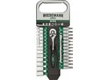 Set Cricchetto E Bussole Da 28 Pezzi 1/4″ Con Supporto | Wiesemann | Lega Acciaio In Cromo E Vanadio | Cricchetto Con Attacco | Prolunga Da 100 Mm | 8 Mm - 32 Mm | Bussole Con Bocca Esagonale | 80102