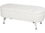 Panca Con Vano Portaoggetti, Panca Imbottita Con Coperchio, Panca Da Letto Con Effetto Velluto Orsacchiotto, Per Corridoio, Camera Da Letto, Soggiorno, Struttura In Metallo 114 X 47 X 46,5 Cm Bianco