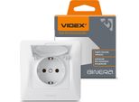 Videx Binera Tipo F Presa Schuko Singola Da Incasso 16A, Bianca, Con Sportello