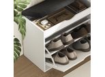 Vicco Panca Scarpiera Da Ingresso Schufy, 60 X 51 Cm Con 2 Scomparti, Bianco/Nero