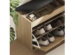 Vicco Panca Scarpiera Da Ingresso Schufy, 60 X 51 Cm Con 2 Scomparti, Sonoma/Nero