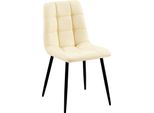 Sedia Da Pranzo In Pelle Finta - Sedia - Imbottitura Di Facile Manutenzione, Elevato Comfort Di Seduta | Colore: Crema