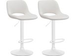 Set Di 2 Sgabelli Da Bar In Velluto - Sgabello Da Bar - Regolabile In Altezza E Girevole A 360° | Colore: Crema | Materiale Base: Metallo Bianco Opaco