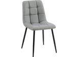 Sedia Da Pranzo In Pelle Finta - Sedia - Rivestimento Di Facile Manutenzione, Elevato Comfort Di Seduta | Colore: Grigio Chiaro