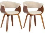 Set Di 2 Sedie Da Pranzo - Sedie Con Schienale - Design Ergonomico, Tessuto Elegante | Colore: Noce/Crema