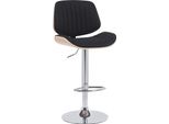 Sgabello Da Bar Con Rivestimento In Tessuto - Struttura In Legno - Design Girevole E Regolabile In Altezza A 360° | Colore: Naturale/Nero | Colore Base: Cromo