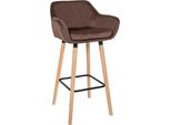 Sgabello Da Bar Con Rivestimento Morbido - Sgabello Alto - Sedia Ergonomica Di Comfort, Struttura In Legno Di Faggio | Colore: Caffè