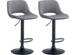 Set Di 2 Sgabelli Da Bar In Velluto - Sgabello Da Bar - Regolabile In Altezza E Girevole A 360° | Colore: Grigio Scuro. Materiale Telaio: Metallo Nero Opaco