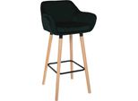 Sgabello Da Bar Con Rivestimento Morbido - Sgabello Alto - Sedia Ergonomica E Confortevole, Struttura In Legno Di Faggio | Colore: Verde