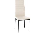 Sedia Da Pranzo - Sedia Da Cucina - Elevato Comfort Di Seduta, Robusta Struttura In Metallo | Colore: Crema | Materiale: Pelle Finta