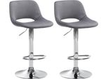 Set Di 2 Sgabelli Da Bar In Velluto - Sgabello Da Bar - Regolabile In Altezza E Girevole A 360° | Colore: Grigio Scuro. Materiale Base: Metallo Cromato