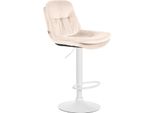 Sgabello Da Bar Selezionato In Velluto - Sgabello - Elevato Comfort Di Seduta E Regolabile | Colore: Crema | Materiale Base: Metallo Bianco Opaco