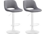 Set Di 2 Sgabelli Da Bar In Velluto - Sgabello Da Bar - Regolabile In Altezza E Girevole A 360° | Colore: Grigio Scuro, Base: Metallo Bianco Opaco