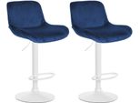 Set Di 2 Sgabelli Da Bar Bianchi - Sgabello Da Bar - Elevato Comfort Di Seduta | Colore: Blu | Materiale: Morbido
