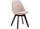 Sedia Da Pranzo Con Rivestimento In Tessuto - Sedia Per Visitatori - Seduta Confortevole - Struttura In Legno Di Faggio | Colore: Crema | Base: Noce