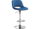 Sgabello Da Bar In Velluto - Sgabello Alto - Regolabile In Altezza E Girevole Per Un Maggiore Comfort | Colore: Blu | Materiale Base: Metallo Cromato