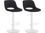 Set Di 2 Sgabelli Da Bar In Velluto - Sgabello Da Bar - Regolabile In Altezza E Girevole A 360° | Colore: Nero | Materiale Base: Metallo Bianco Opaco