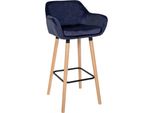 Sgabello Da Bar Con Rivestimento Morbido - Sgabello Alto - Sedia Ergonomica E Confortevole, Struttura In Legno Di Faggio | Colore: Blu Scuro