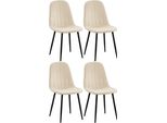 Set Di 4 Sedie Da Pranzo - Rivestimento In Velluto - Elevato Comfort Di Seduta | Colore: Crema