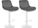 Set Di 2 Sgabelli Da Bar Bianchi - Sgabello Da Bar - Elevato Comfort Di Seduta | Colore: Grigio Scuro. Materiale: Morbido
