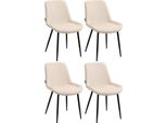 4 Pezzi Di Sedie Da Pranzo In Velluto - Sedie Da Cucina - Elevato Comfort Di Seduta | Colore: Crema