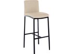 Sgabello Da Bar, Sgabello, Schienale - Comfort Moderno In Pelle Finta O Tessuto | Colore: Crema | Materiale: Polvere