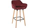 Sgabello Da Bar Con Rivestimento Morbido - Sgabello Alto - Sedia Ergonomica E Confortevole, Struttura In Legno Di Faggio | Colore: Rosso